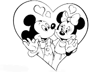 Mickey con minnie en corazon para pintar