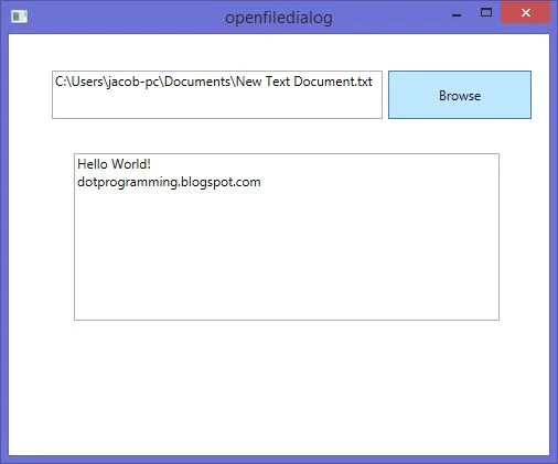 How to use OpenFileDialog control in wpf to read txt file