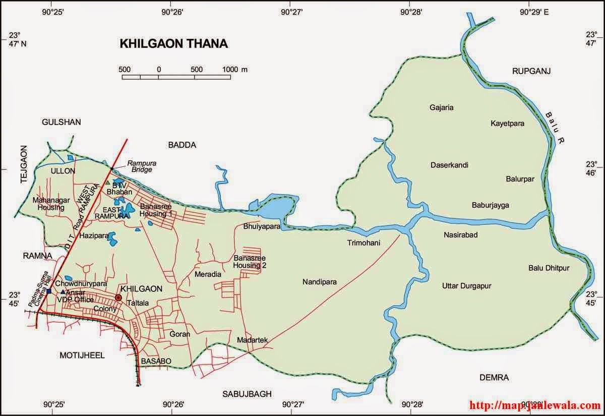 khilgaon thana dhaka map of bangladesh