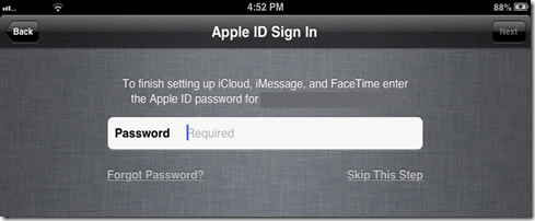 iOS 6 Sign In Apple ID