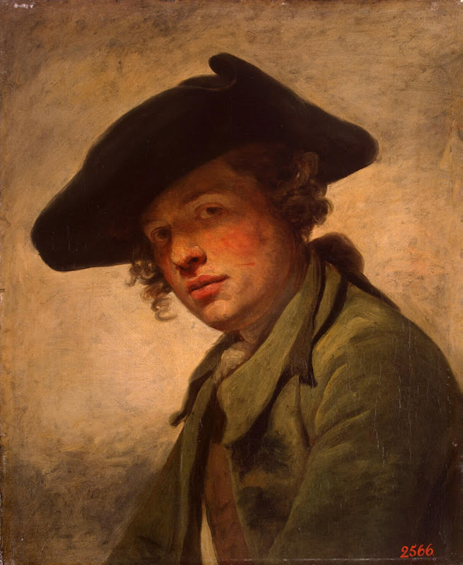 Portrait of a Young Man in a Hat by Jean-Baptiste Greuze - Portrait Paintings from Hermitage Museum