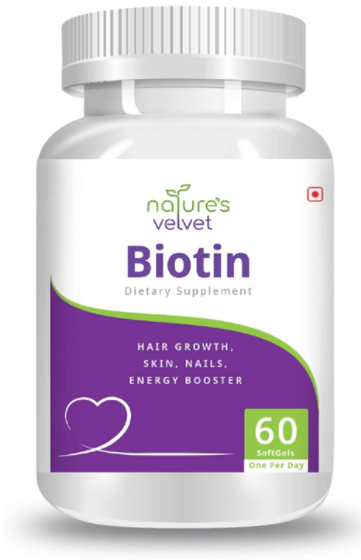 Natures Velvet Lifecare Biotin 5000mcg, for Healthy Hair, Skin & Nails and Energy, 60 Softgels - Pack of 1