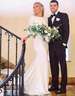 Alexandra Long with her Jose Batista husband on their wedding dress