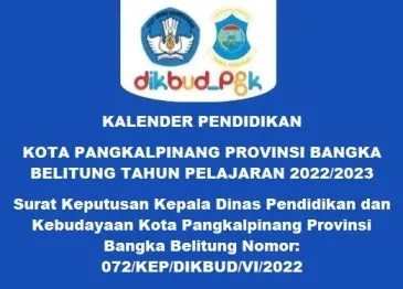 Kalender Pendidikan Provinsi Bangka Belitung Tahun Pelajaran 2022/2023