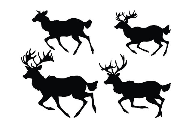 Deer running silhouette set vector free download