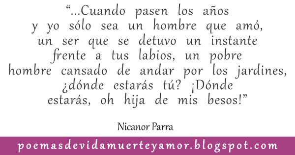 verso del Poema de amor de Nicanor Parra - Cartas a una desconocida