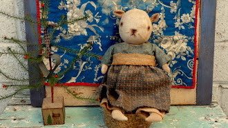 Hand Made Primitive Kitten with her long whiskers and dressed for a Party...