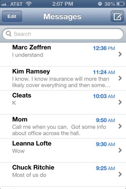 Messages main thread view