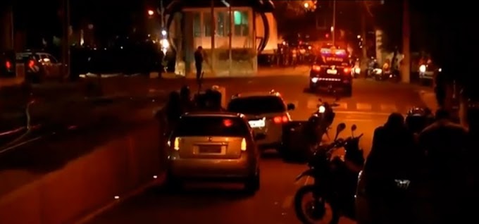 Sobral-CE: Policia faz cerco e negocia com motorista de carro blindado que furou bloqueio