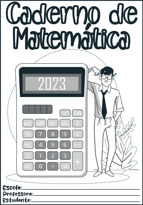 Capinha de caderno de matemática para 2023