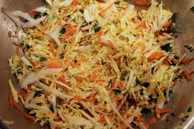 Cabbage, carrot and cilantro slaw for salmon tacos