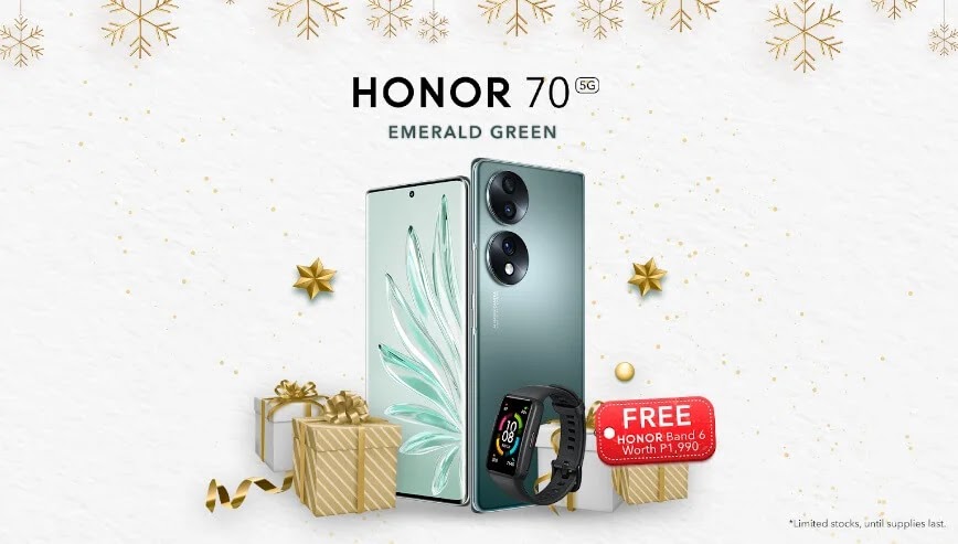 HONOR 70 5G in Emerald Green Now Available; Still at Php26,990 with Free HONOR Band 6 worth Php1,990