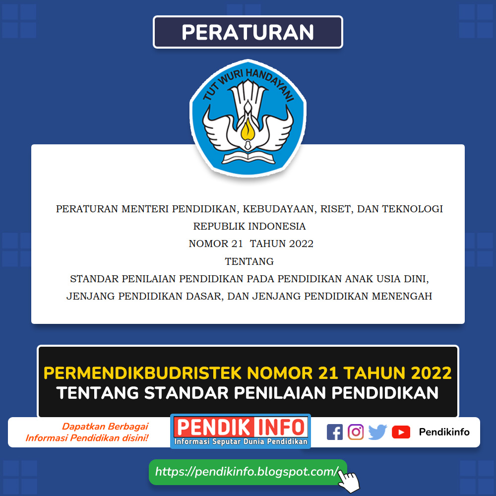 Download Permendikbudristek Nomor 21 Tahun 2022 tentang Standar Penilaian Pendidikan