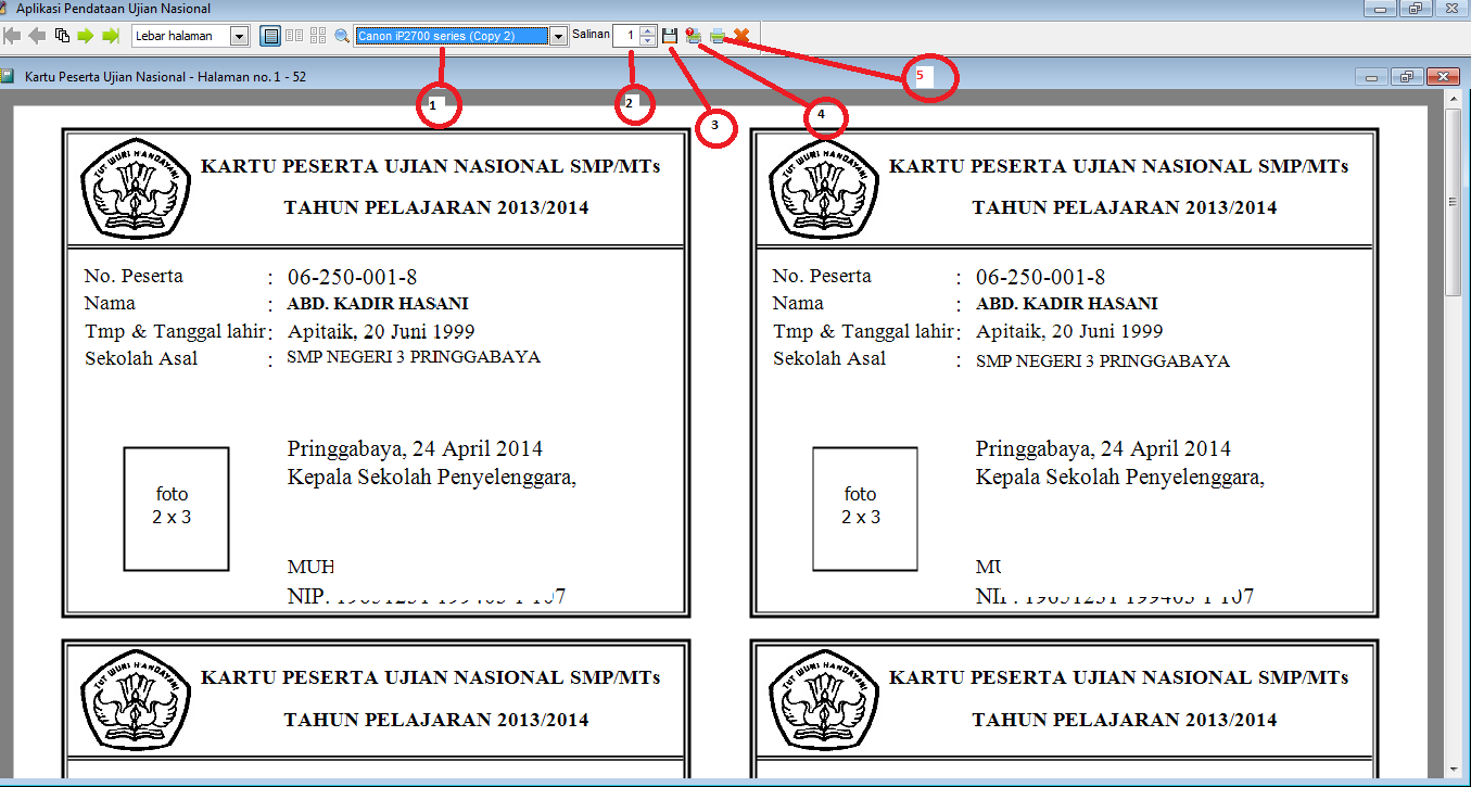 Cara Mencetak Kartu Peserta Ujian Pada Aplikasi Pendataan 