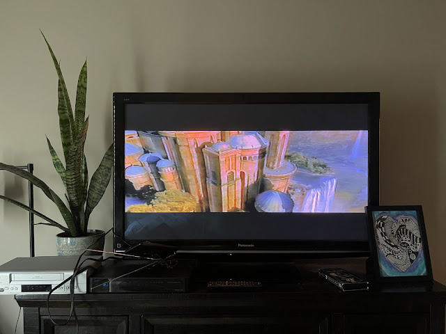 Star Wars: Episode I - The Phantom Menace Widescreen Video Collector's Edition VHS on a plasma television