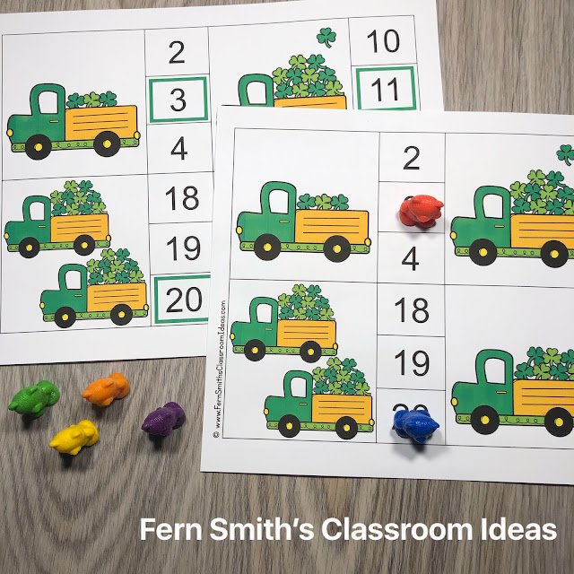 St. Patrick's Day Counting Clip Cards #FernSmithsClassroomIdeas