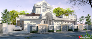 Jasa Arsitek Desain Gambar Rumah di Sawahlunto - Fasade Klasik Classic Mediterania Mediteran Modern Home House Mewah Luxury Profil Pilar Eropa