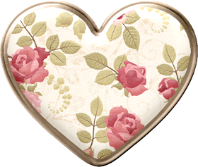 Romantic Hearts with Fabric with Roses.