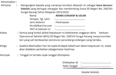 DOWNLOAD SYARAT PENGUSULAN SK BUPATI UNTUK GURU HONORER TERBARU