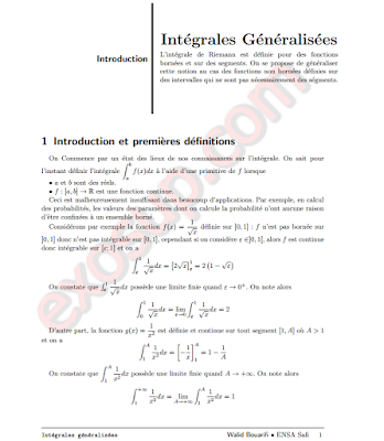 ENSA Safi cours et td analyse II
