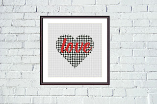 Love lettering heart cross stitch pattern - Tango Stitch