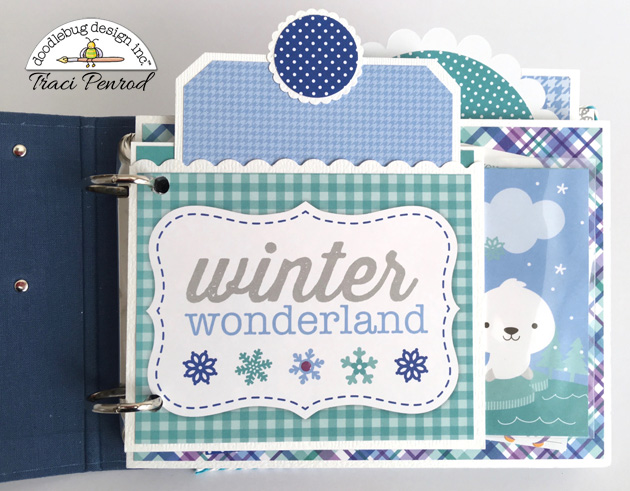 Winter Scrapbook Album page with snowflakes and a seal