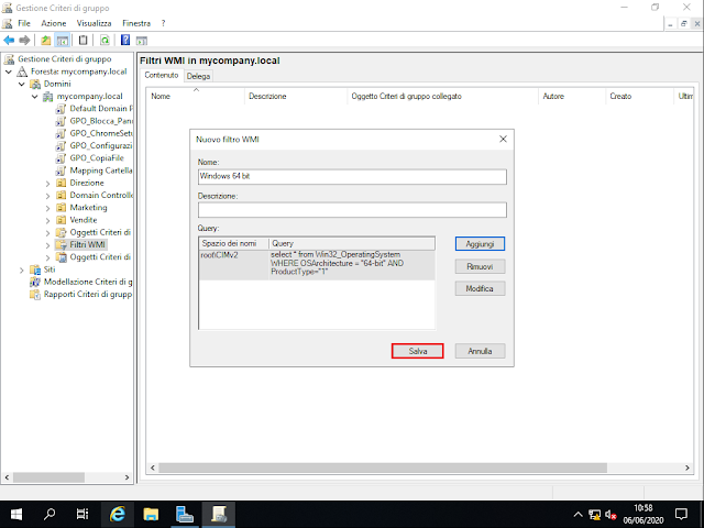 Nuovo filtro WMI, Salva