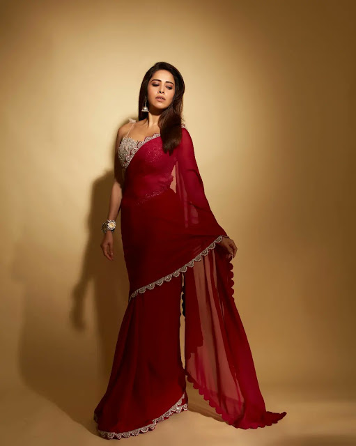 Nushrratt Bharuccha Red Saree Photos