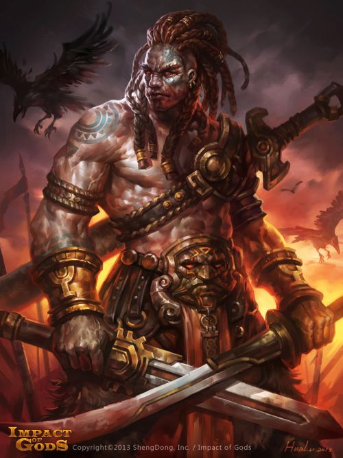 Lu Hua illustrations concept arts fantasy games Savage warrior