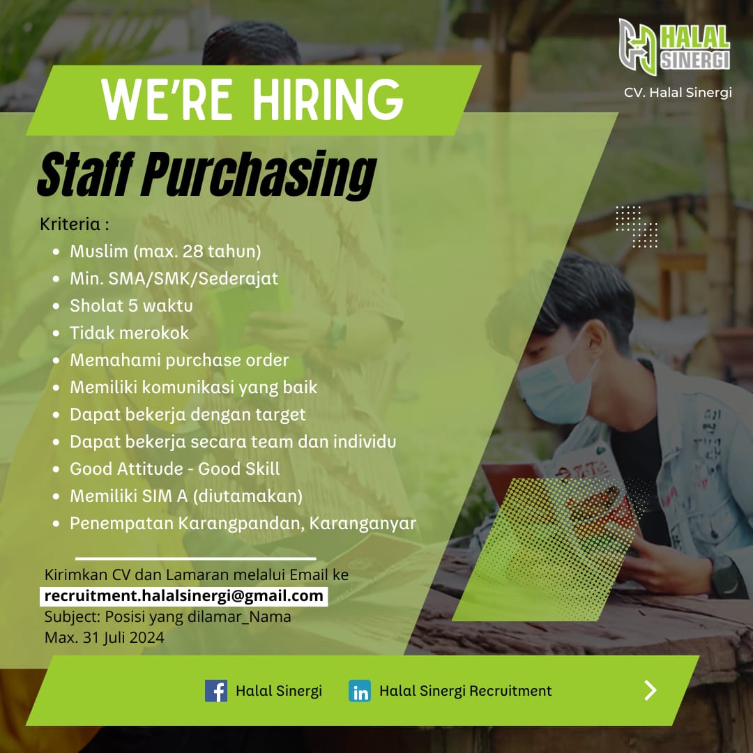 Loker Bulan Juni 2024 di CV Halal Sinergi Solo Raya
