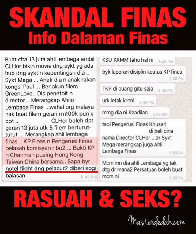 Ingatkan Kerajaan PKR Selangor Jer Ada Skandal Rasuah Seks Rupanya Finas Pun?