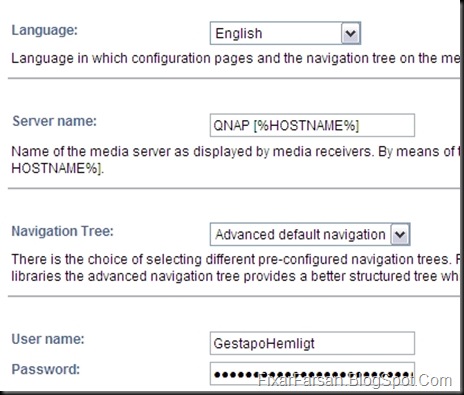 QNAP media server set admin user