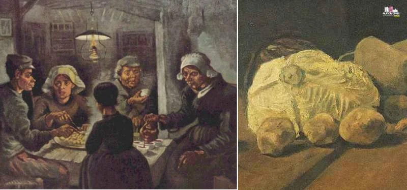 I mangiatori di patate e Natura morta con cavolo e zoccoli di Vincent Van Gogh