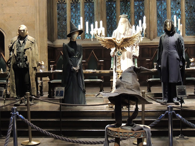 The head master's costumes, Dumbledore, McGonagall, Snape, Mad-Eye Moody, Sorting Hat, Great Hall