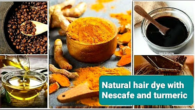 طريقة تحضير صبغة طبيعية للشعر بالنسكافيه والكركم Natural hair dye with Nescafe and turmeric