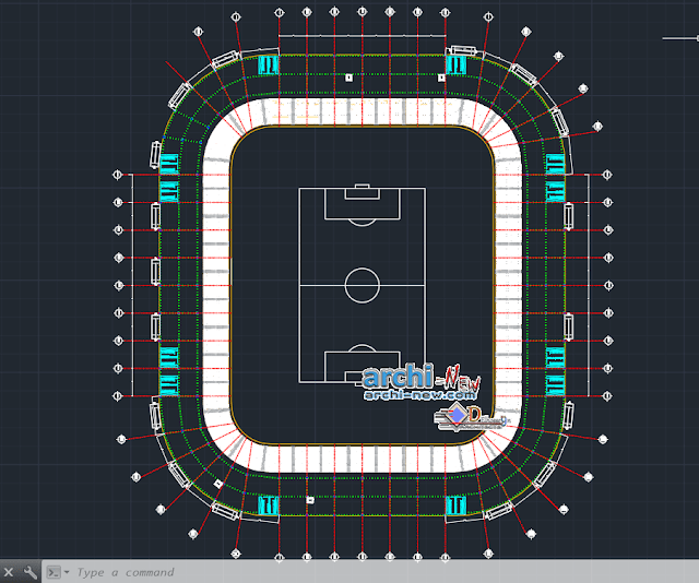 Football stadium in AutoCAD 