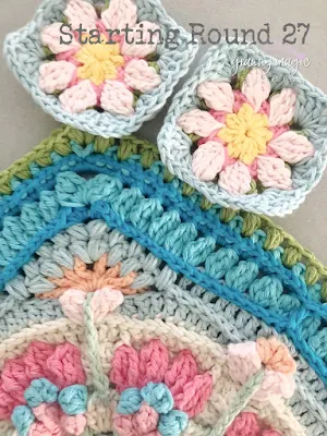 Starting Round 27 of Harvest Moon crochet pattern.