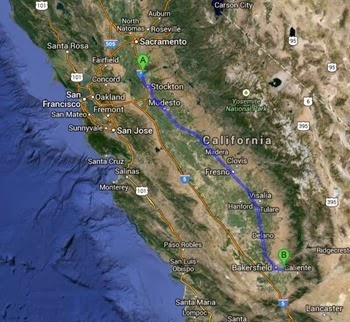 map lodi to bakersfield