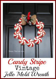 Vintage, Paint and more... a vintage candy stripe wreath made by painting vintage jello molds in the candy stripe motif 