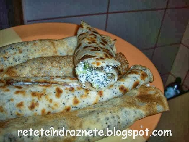 Romanian pancakes with cheese, poppyseeds