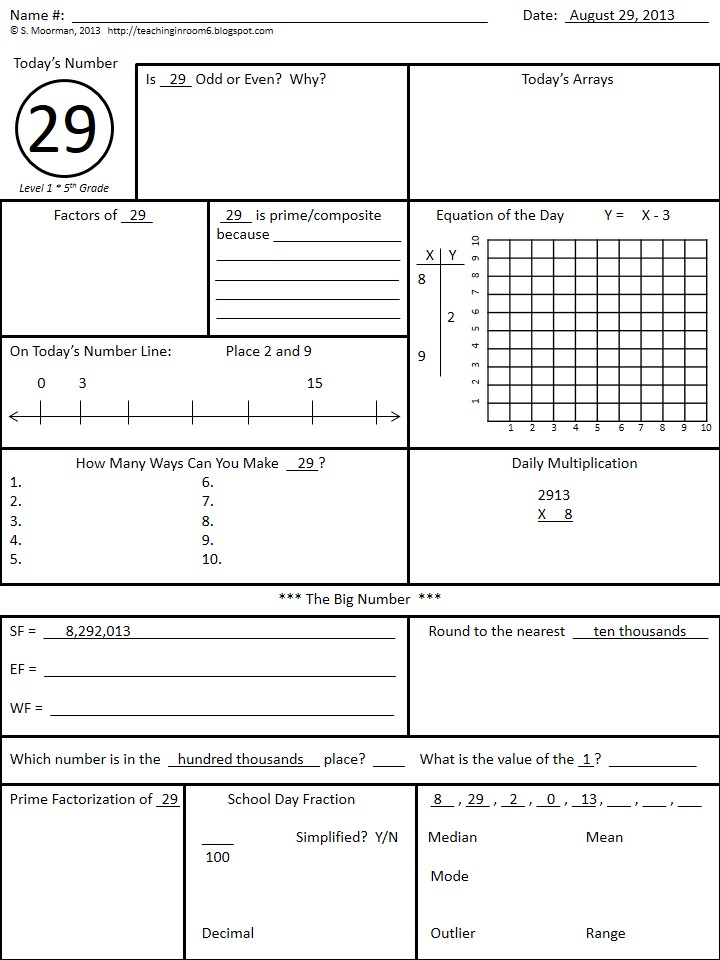 Calendar Math: 5th Grade Starter Kit!!!!!!!! | Teaching in Room 6