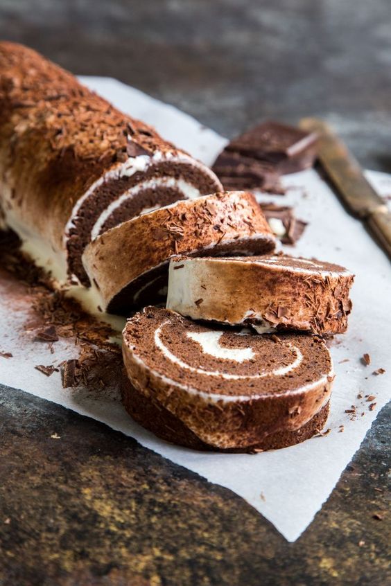 This chocolate tiramisu Swiss Roll is the best of two classic desserts all rolled into one. Chocolate sponge is wrapped up around a silky tiramisu filling. Make this for a special occasion! This week