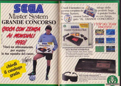 Il portiere dell'Inter Walter Zenga in una pubblicità del SEGA Master System