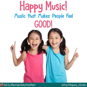 Happy Music! This post discusses the effect music has on emotions, and suggests playing happy music in the classroom. It includes a freebie list of "feel good" music.