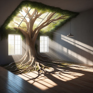 Designer - a tree growing in a house