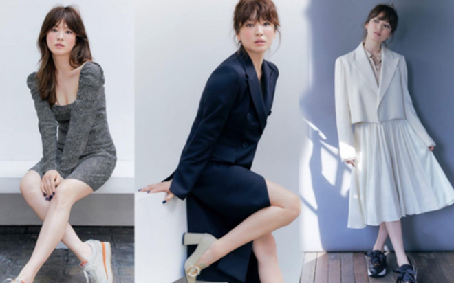 Song Hye Kyo diện trang phục style chớm thu hở vòng một căng đầy cuốn hút