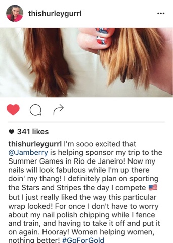 Kelley Hurley wearing Jamberry - Jamberry Olympic Athletes 