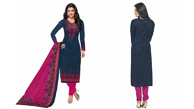 Miraan Women's Cotton Printed Unstitched Churidar Suit Dress Material(SGPRI601_Blue_Free Size)