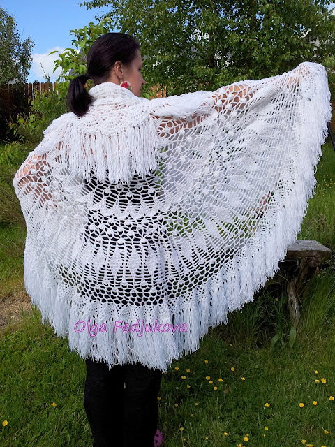 White Fairy Tale Tablecloth as a Shawl