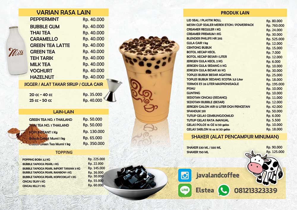 CAPPUCINO CINCAU CV INDO JAVA LAND DAFTAR HARGA